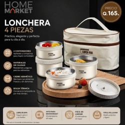 Lonchera térmica y hermética 4 piezas 